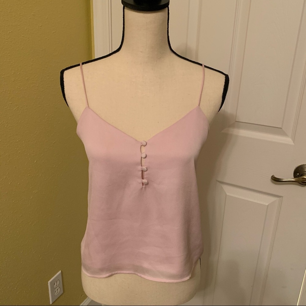 Satin Pale Pink Crop Top with Buttons (M)